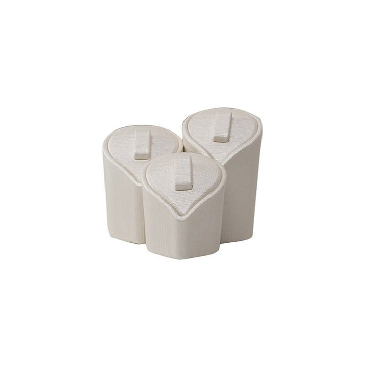 3 Tier Heart Shape Cream Leatherette Ring Display Stand - BOX FOR BRITAIN