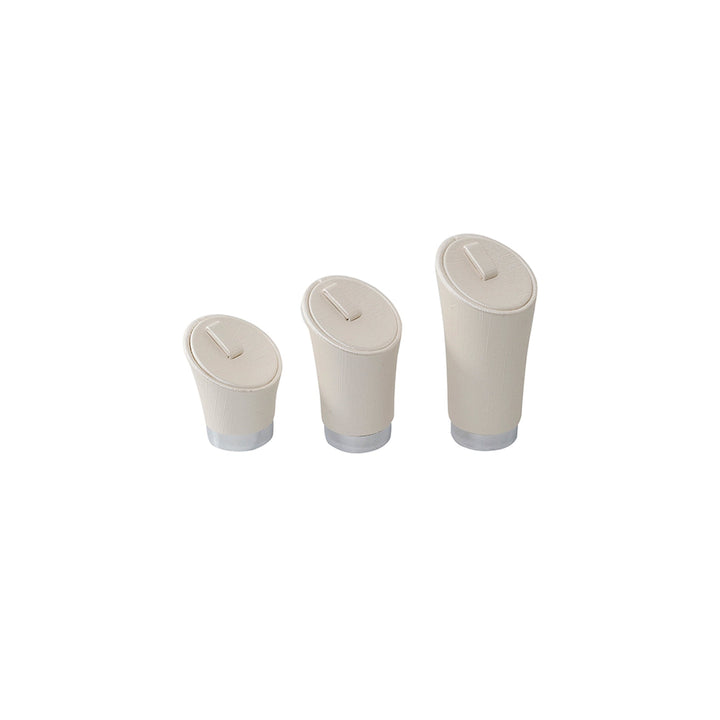3 Tier Round Display Unit Cream Leatherette - BOX FOR BRITAIN
