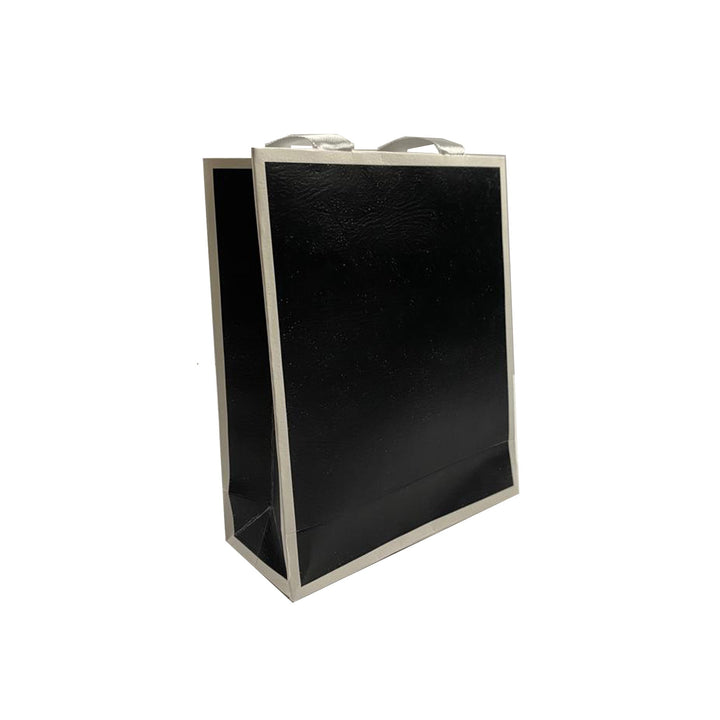 Black with white frame, Matte Laminated Ribbon Handle Paper Bags - BOX FOR BRITAIN