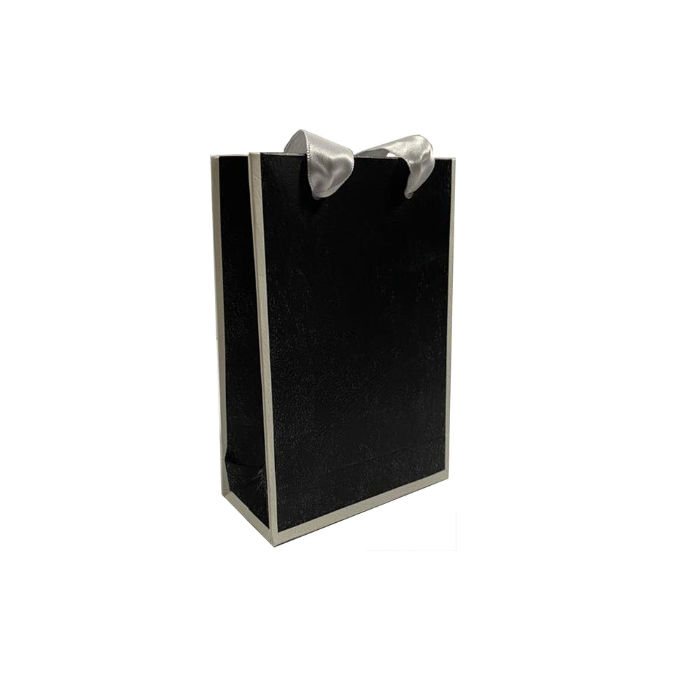 Black with white frame, Matte Laminated Ribbon Handle Paper Bags - BOX FOR BRITAIN