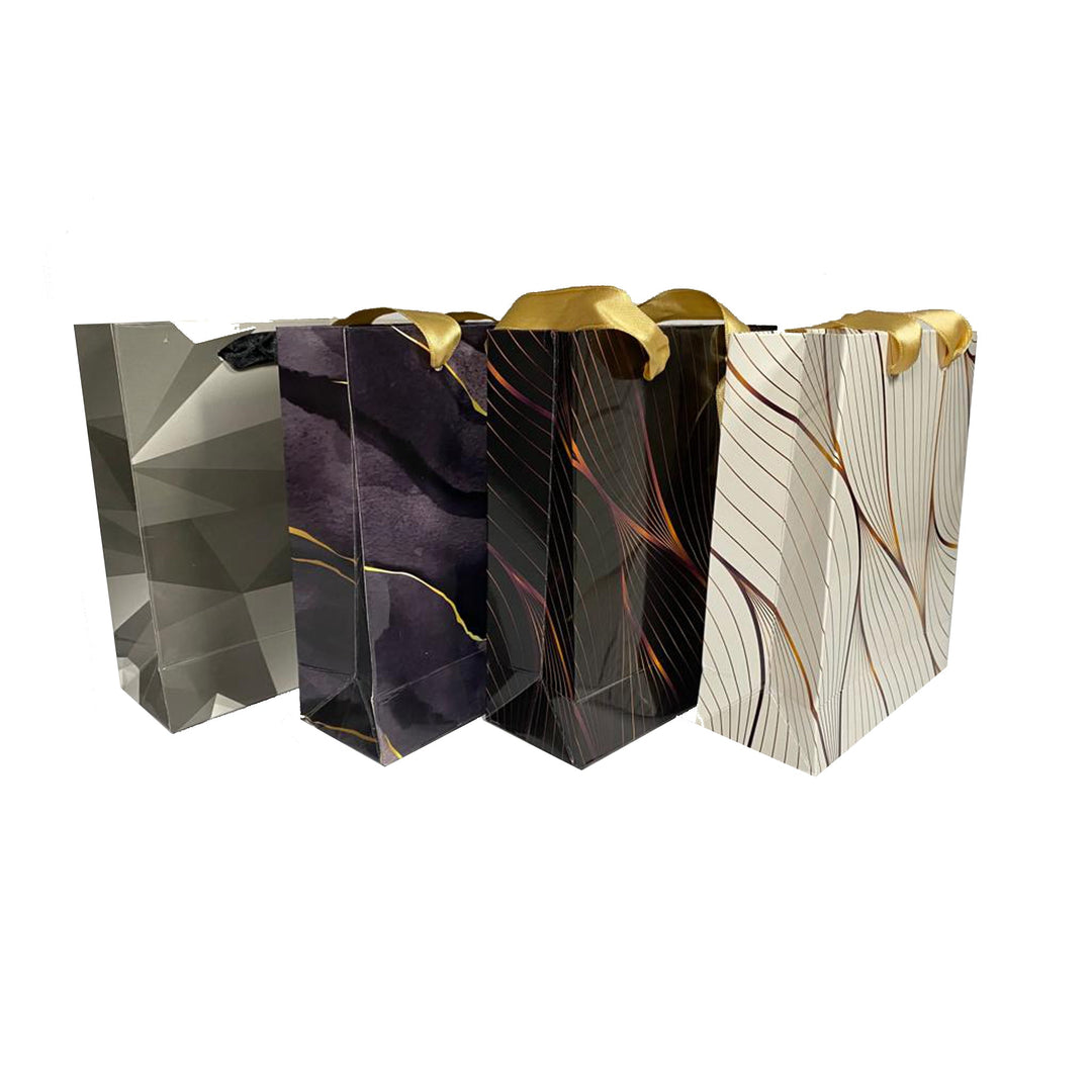 Gloss Laminated Marble Effect, Ribbon Handle Paper Bags - BOX FOR BRITAIN