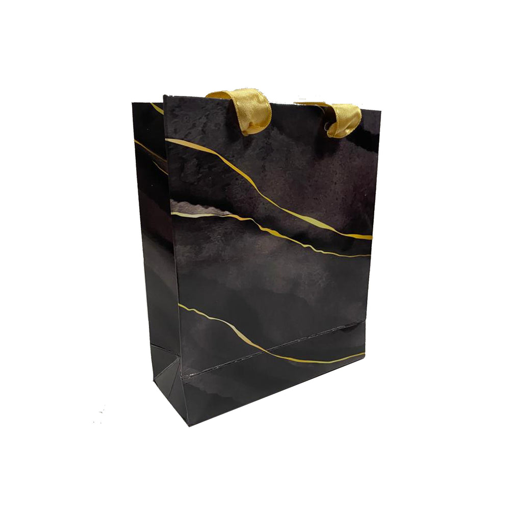 Gloss Laminated Marble Effect, Ribbon Handle Paper Bags - BOX FOR BRITAIN