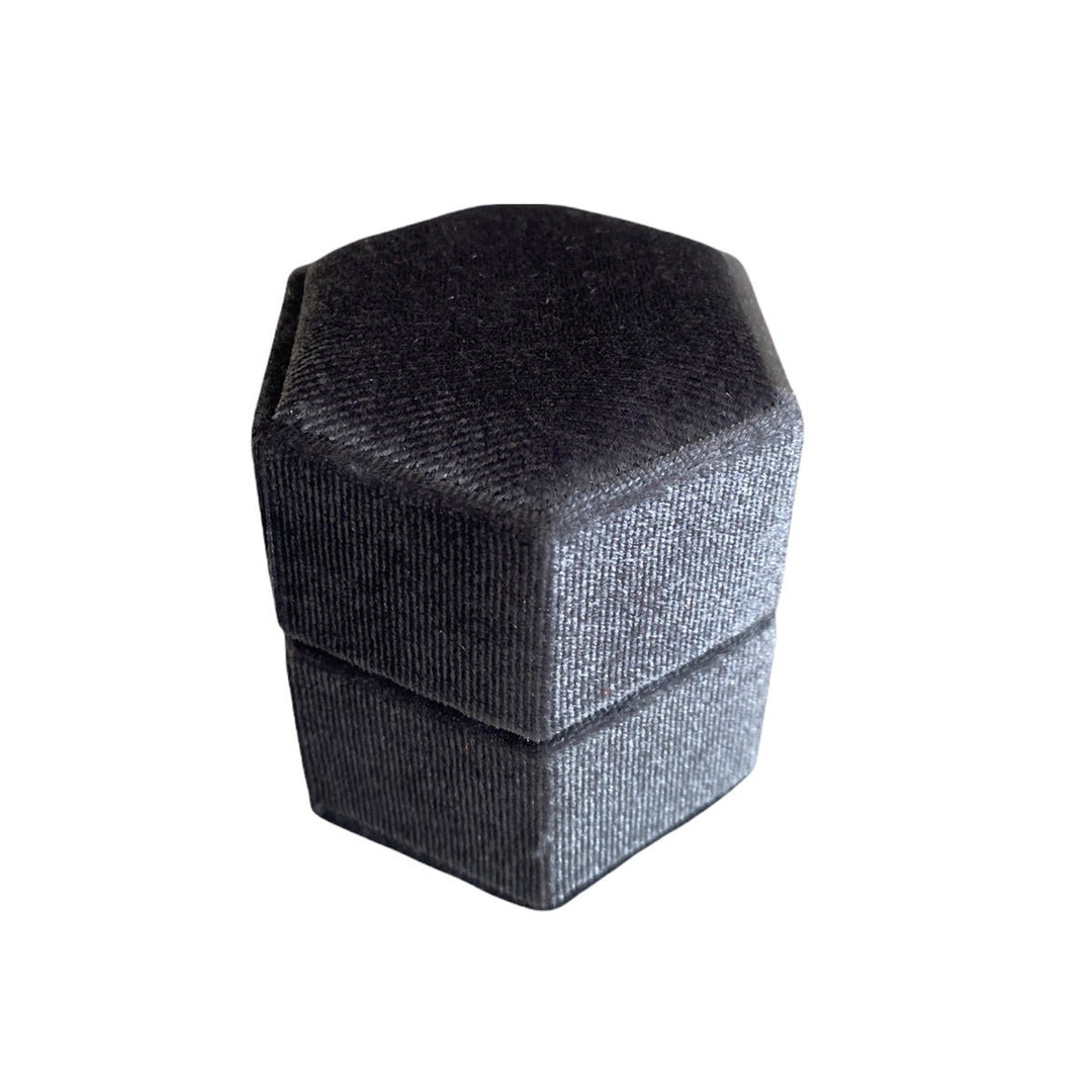 Hexagonal Velvet Ring Box Grey - BOX FOR BRITAIN