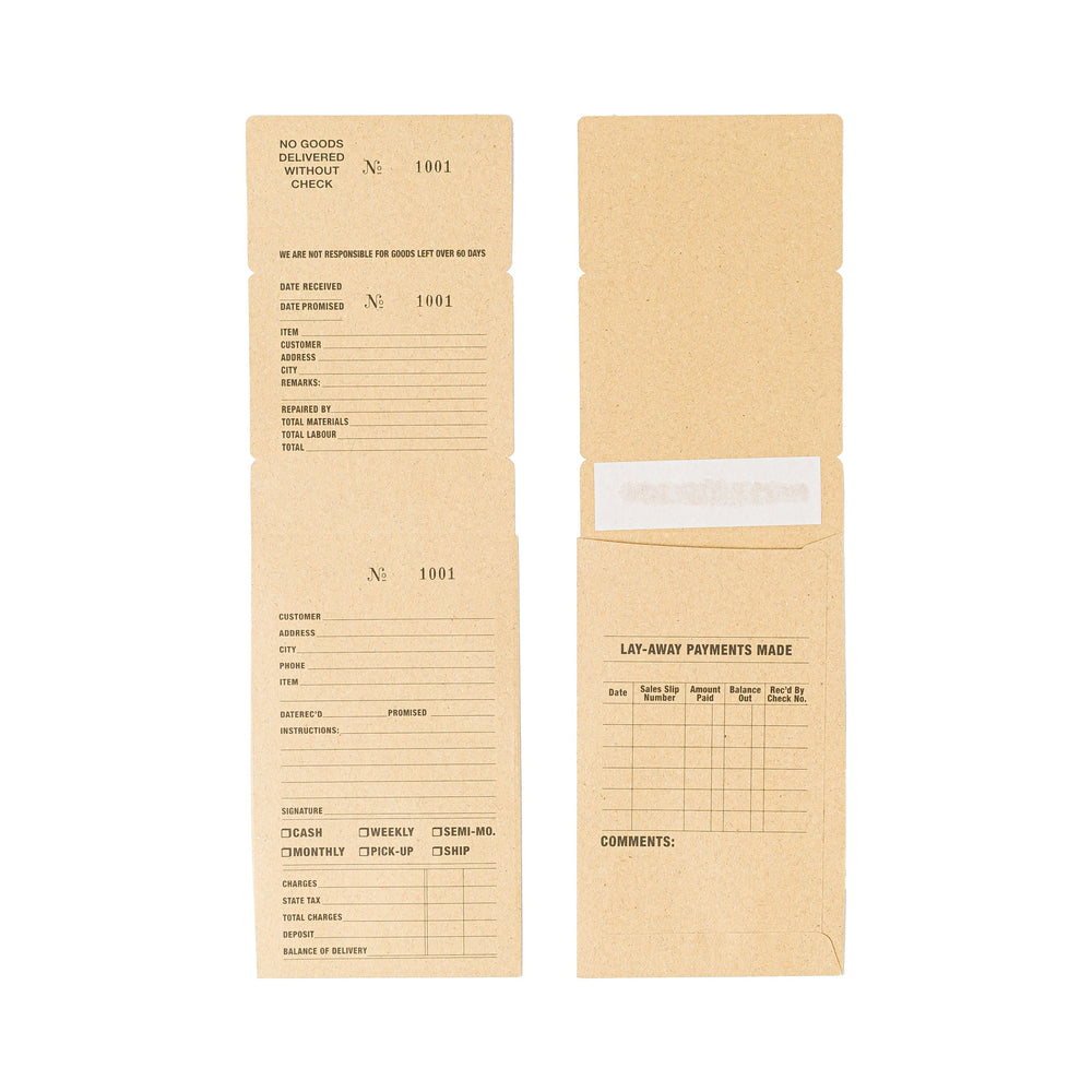 Kraft Three Part Numbered Job Envelopes, Watch and Jewellery Repair Job Envelopes. - BOX FOR BRITAIN