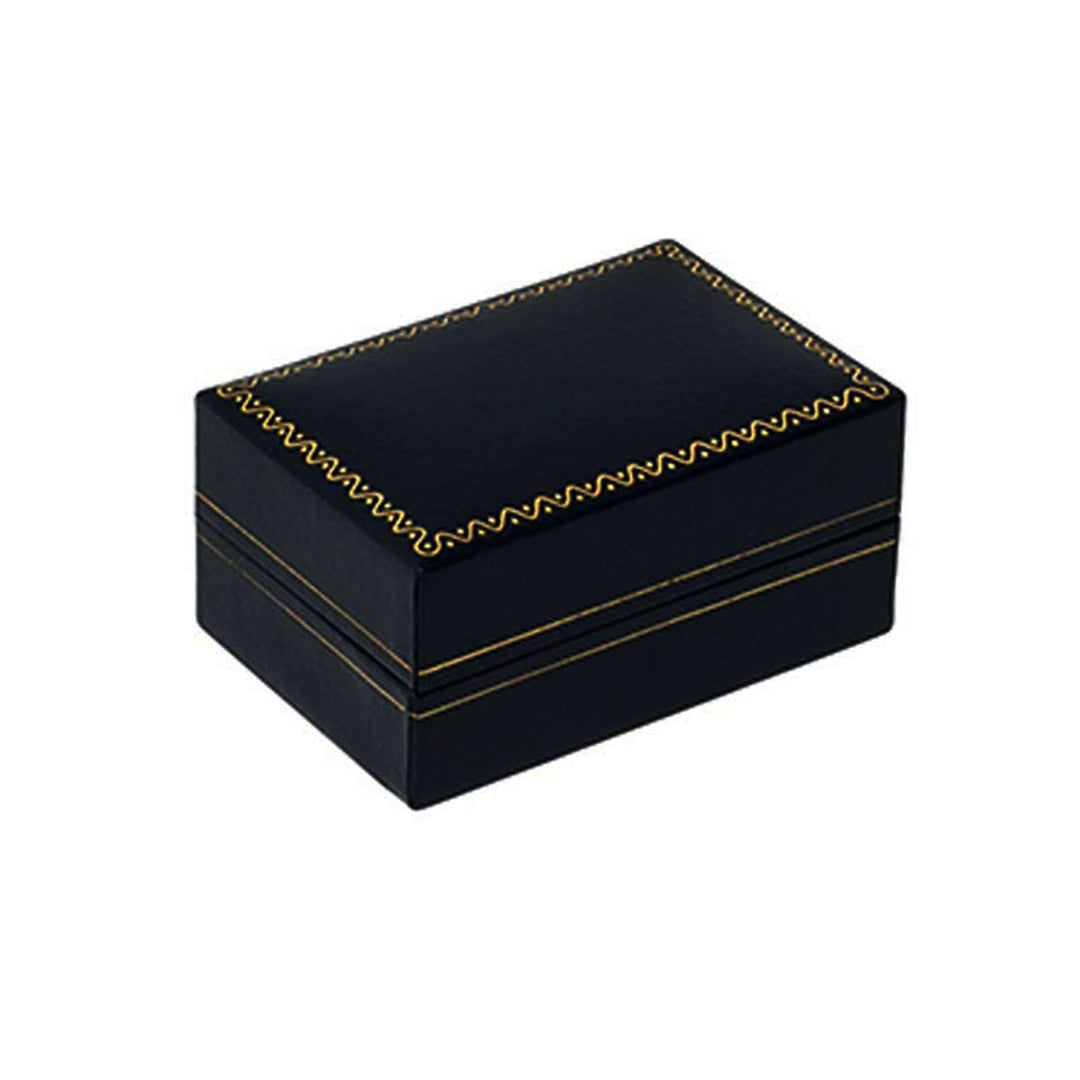 Leatherette Cufflink Double Ring Box Black - BOX FOR BRITAIN