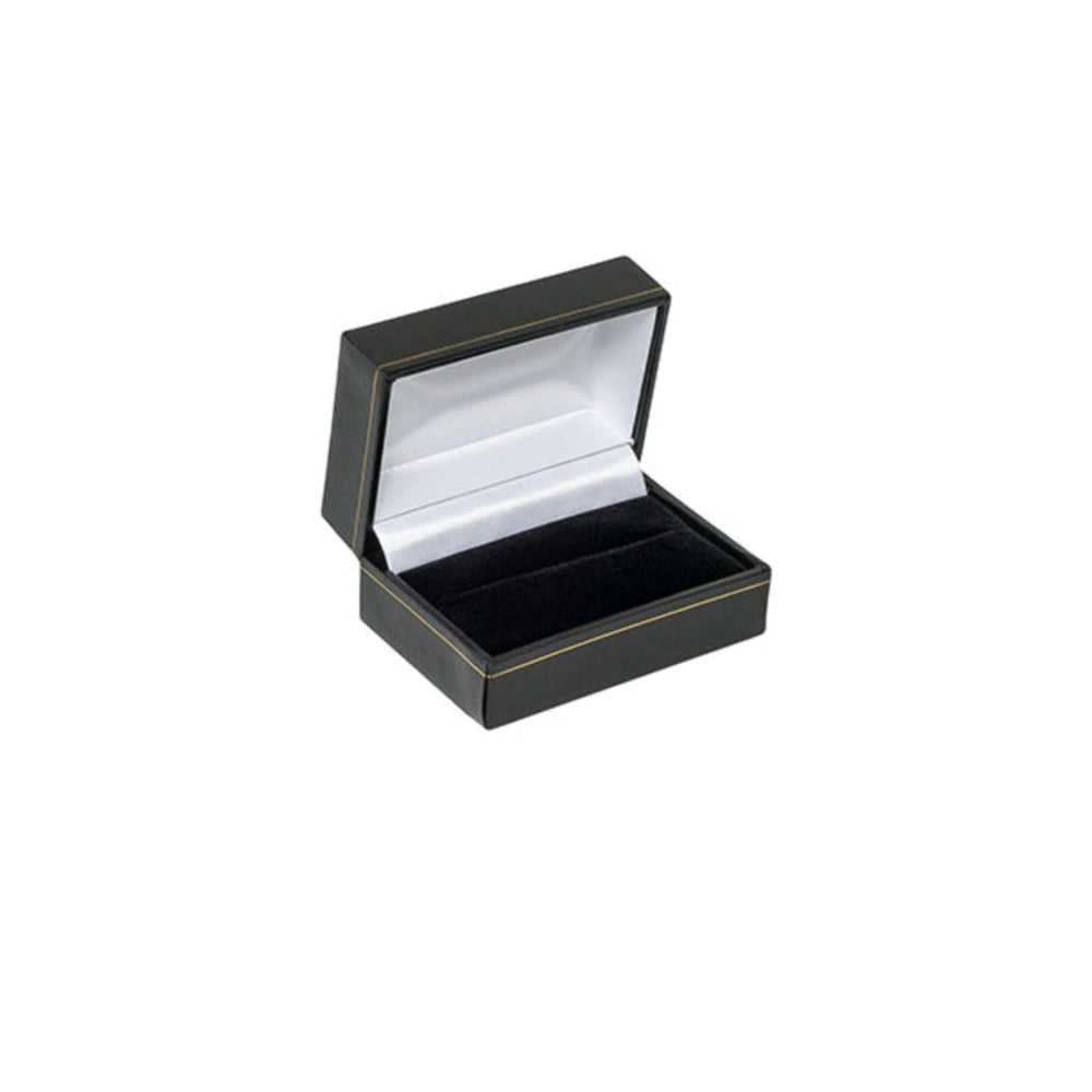 Leatherette Cufflink Double Ring Box Black - BOX FOR BRITAIN