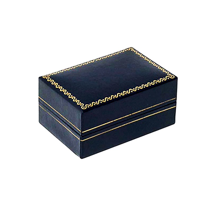 Leatherette Cufflink Double Ring Box Blue - BOX FOR BRITAIN