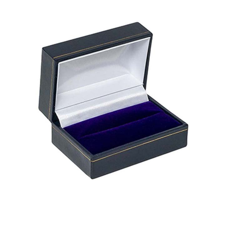 Leatherette Cufflink Double Ring Box Blue - BOX FOR BRITAIN
