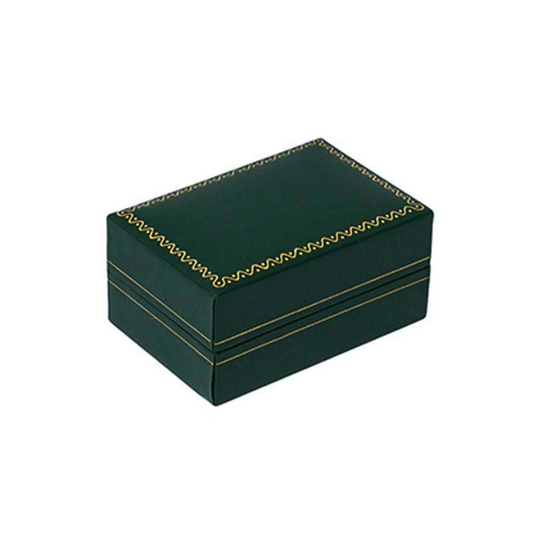 Leatherette Cufflink Double Ring Box Green - BOX FOR BRITAIN