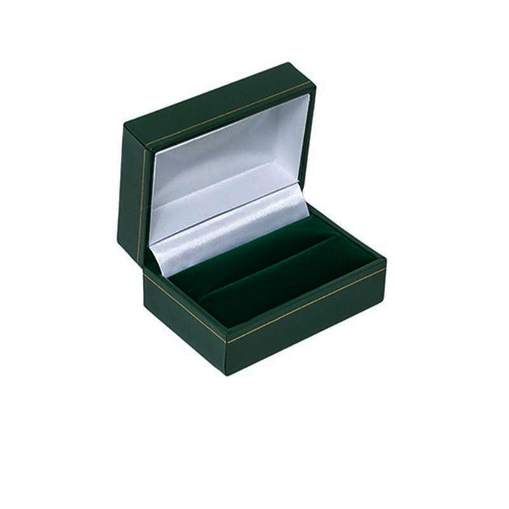 Leatherette Cufflink Double Ring Box Green - BOX FOR BRITAIN