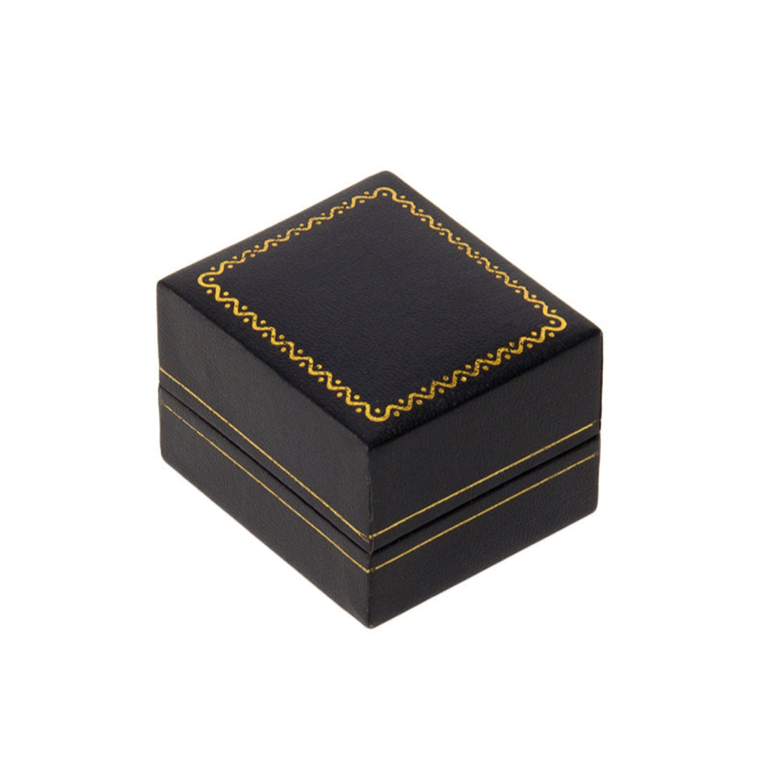 Leatherette Ring Box Black - BOX FOR BRITAIN