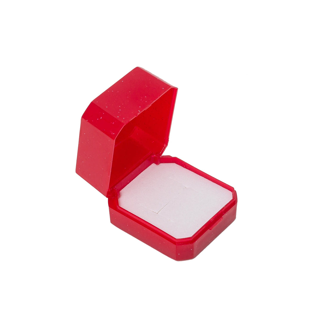 Red Plastic Ring Box with Hinge - BOX FOR BRITAIN