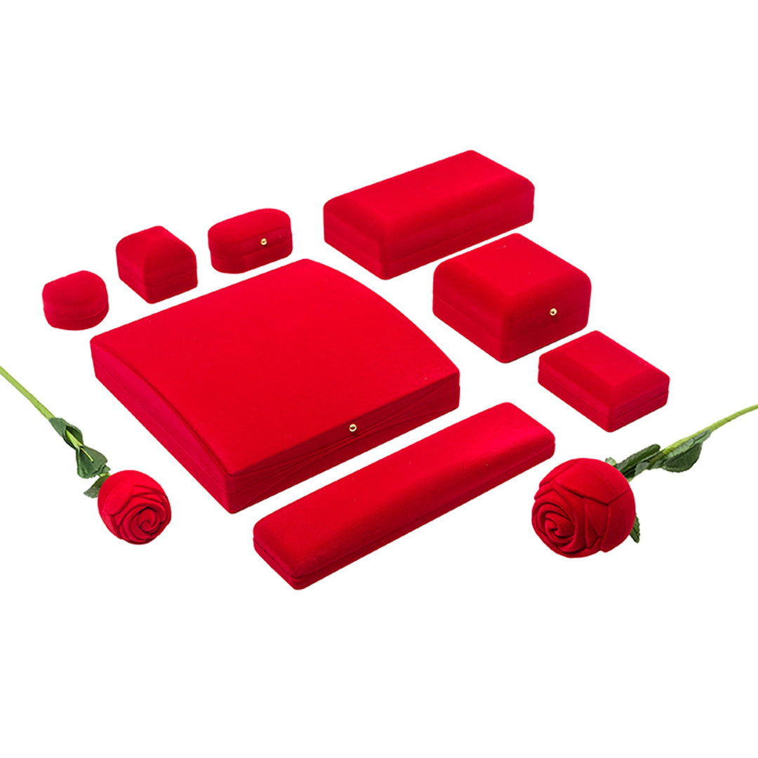 Red Velvet Double Ring Box Red/white - BOX FOR BRITAIN