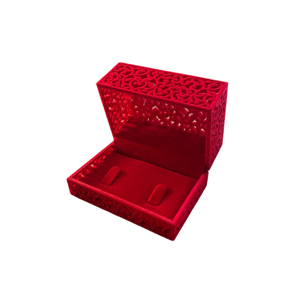 Red Velvet Filigree Double Ring Box - BOX FOR BRITAIN