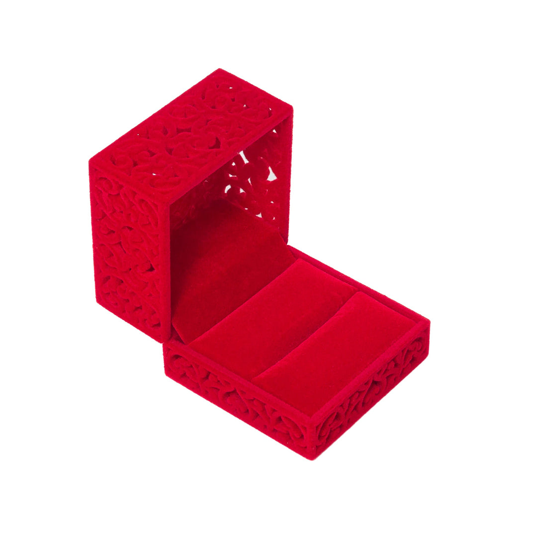 Red Velvet Filigree Ring Box - BOX FOR BRITAIN