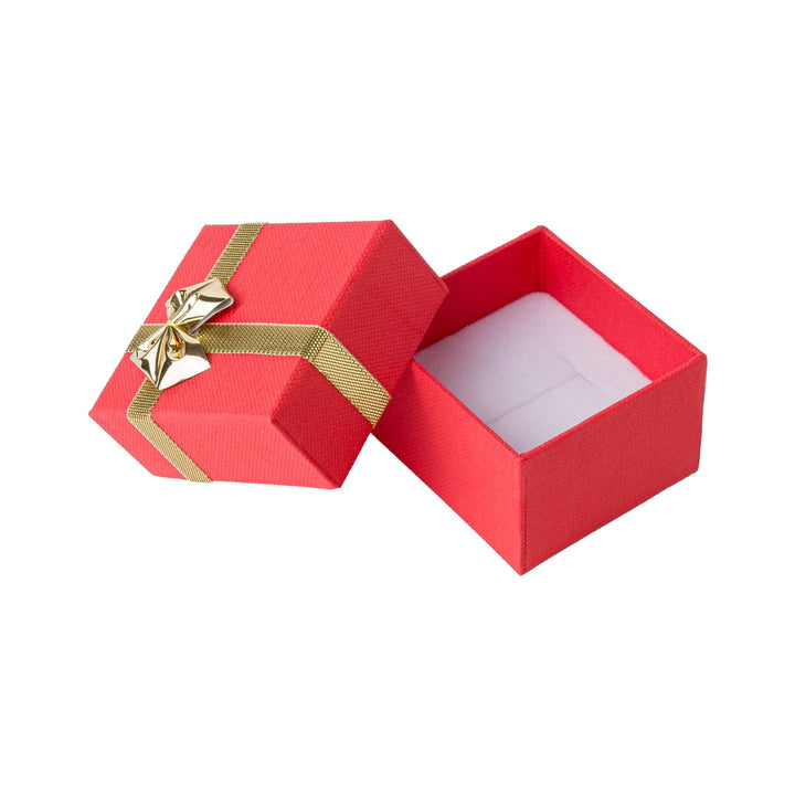 RING BOX IN RED WITH GOLD RIBBON AND BOW - BOX FOR BRITAIN