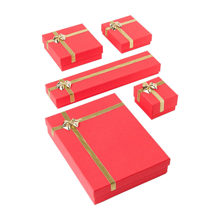 RING BOX IN RED WITH GOLD RIBBON AND BOW - BOX FOR BRITAIN