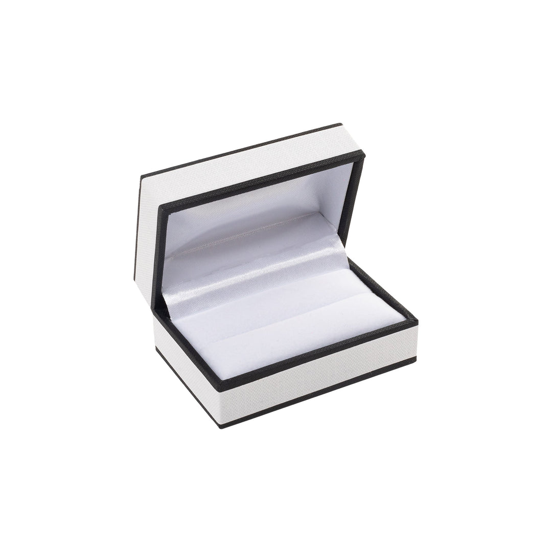 White and Black Cufflink Double Ring Box - BOX FOR BRITAIN