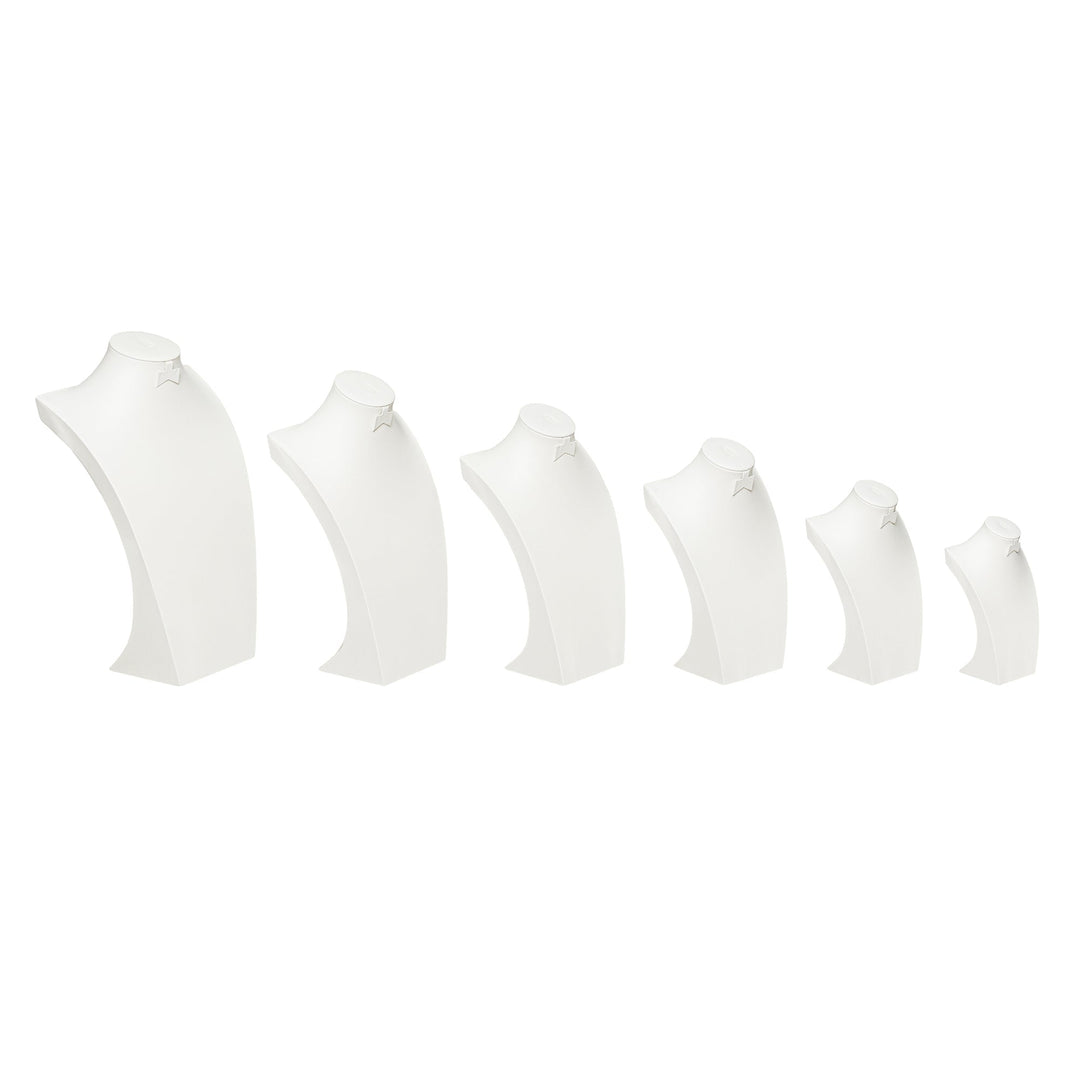 White Leatherette Wide Bust with Earring and Ring insert 6 sizes - BOX FOR BRITAIN